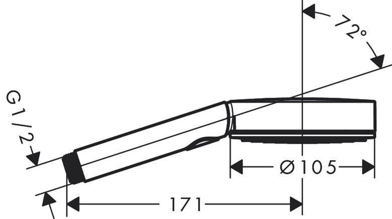 HANSGROHE PULSIFY S 1JET ručná sprcha pr. 105 mm, chróm 24120000 Technický nákres