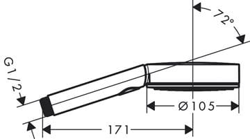 HANSGROHE PULSIFY S 1JET ručná sprcha pr. 105 mm, chróm 24120000 Technický nákres