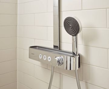 HANSGROHE PULSIFY S SHOWERPIPE 260 sprchový set s temostatickou batériou, horná sprcha, ručná sprcha s 3 prúdmi, tyč, hadica, matná čierna 24240670 Obrázek - fotka