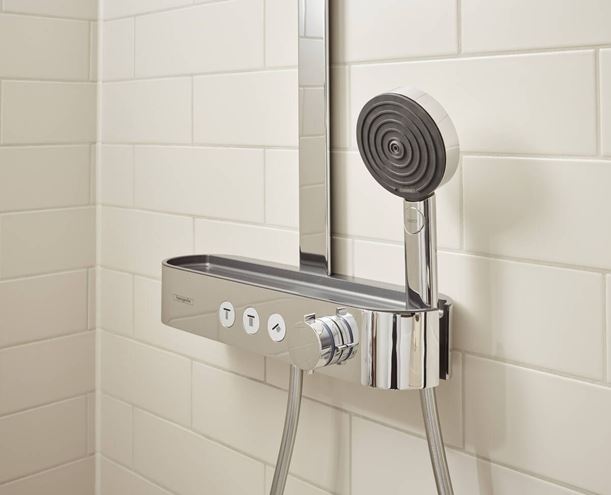 HANSGROHE PULSIFY S SHOWERPIPE 260 sprchový set s temostatickou batériou, horná sprcha, ručná sprcha s 3 prúdmi, tyč, hadica, matná čierna 24240670 Obrázek - fotka