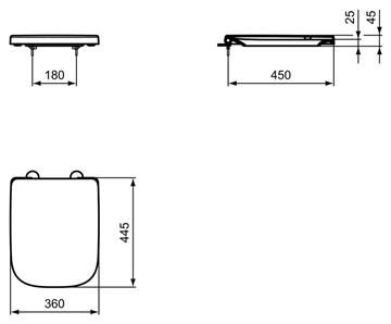 IDEAL STANDARD I.LIFE A WC sedadlo, SoftClose T453101 Technický nákres