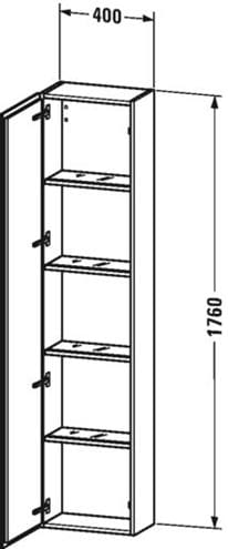 DURAVIT L-CUBE vysoká skrinka 40x24,3x176 cm, 1 dvierka, pánty vpravo, Push-open, lesklá biela LC1170R2222 Technický nákres