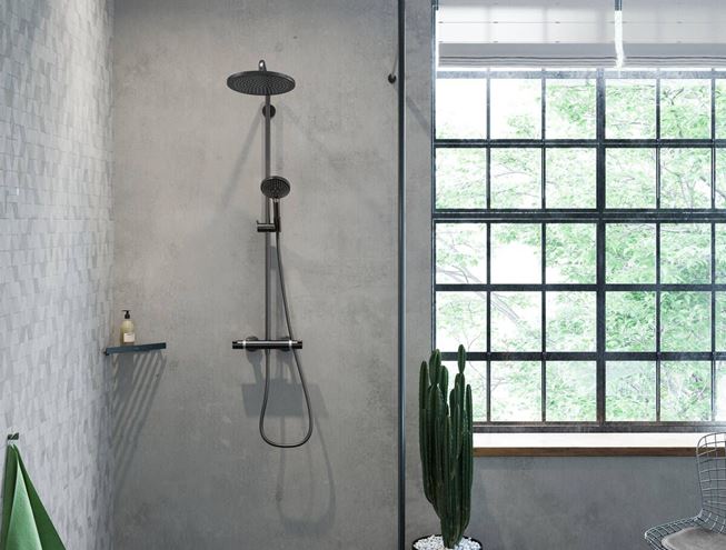 HANSGROHE CROMA SELECT S SHOWERPIPE 280 sprchový set s termostatickou batériou, horná sprcha, ručná sprcha s 2 prúdmi, tyč, hadica, matná biela 26890700 Obrázek - fotka