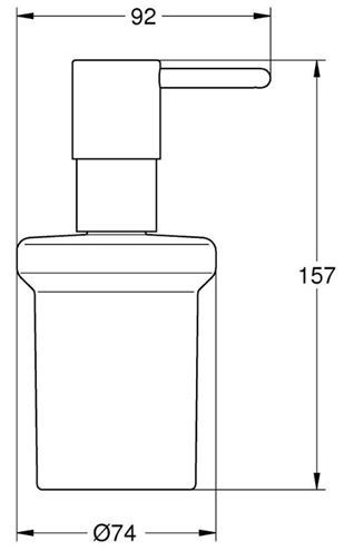 GROHE ESSENTIALS dávkovač tekutého mydla 160 ml, bez držiaka, sklo, chróm 40394001 Technický nákres