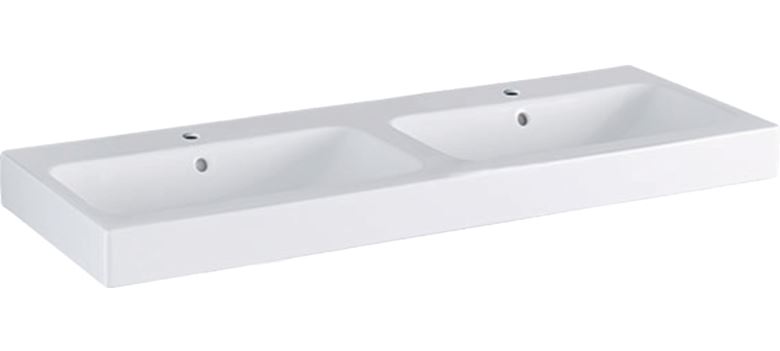 GEBERIT ICON dvojumývadlo 120 cm, s 2 otvormi pre batérie a prepadom 124120000 Obrázek - Hlavní obrázek