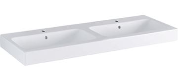GEBERIT ICON dvojumývadlo 120 cm, s 2 otvormi pre batérie a prepadom