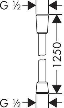 AXOR sprchová hadica 1250 mm, hladká, s ochranou proti prekrúteniu a zlomeniu, chróm 28622000 Technický nákres