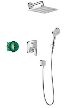 HANSGROHE CROMETTA E 240 sprchový set s podomietkovou batériou, horná sprcha, ručná sprcha s 3 prúdmi, hadica, držiak, kolienko, chróm
