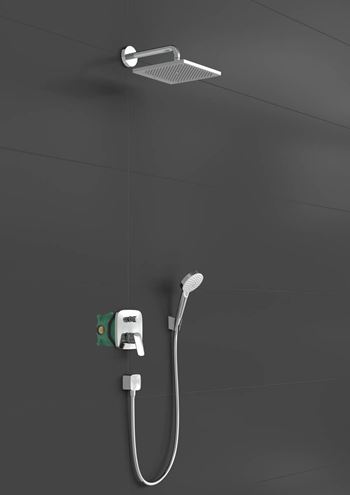 HANSGROHE CROMETTA E 240 sprchový set s podomietkovou batériou, horná sprcha, ručná sprcha s 3 prúdmi, hadica, držiak, kolienko, chróm 27957000 Obrázek - fotka
