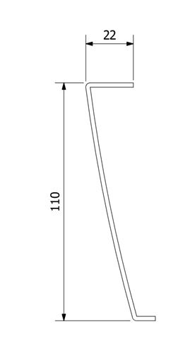 POLYSAN ISA 90 čelný panel k vaničkám 22x115mm, akrylát, biela 50812 Technický nákres