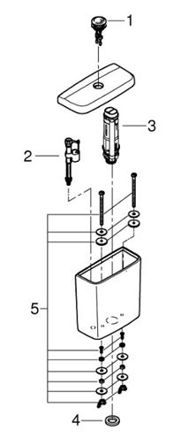 GROHE BAU CERAMIC WC kombi nádržka, spodný prívod vody, alpská biela 39436000 Obrázek - fotka