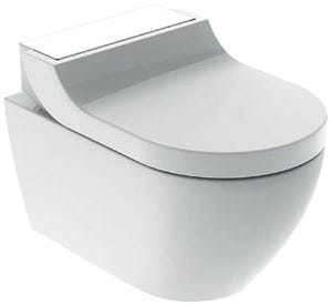 GEBERIT AQUACLEAN TUMA COMFORT závesné WC s bidetovým sedadlom, SoftOpening, Rimless, KeraTect, biela/biele sklo