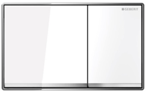GEBERIT OMEGA 60 ovládacie tlačidlo pre dve splachovania, biela/lesklý chróm