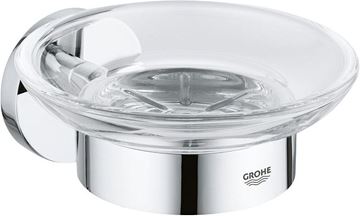 GROHE ESSENTIALS mydlovnička, nástenná, sklo, chróm