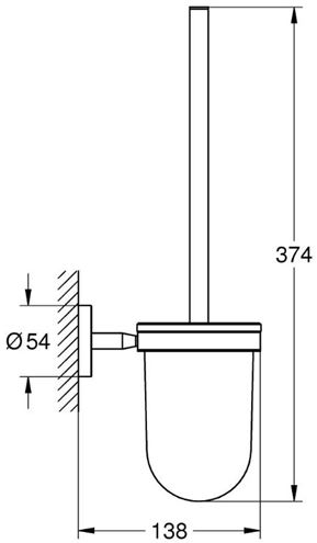 GROHE BAUCOSMOPOLITAN WC kefa, nástenná, sklo, chróm 40463001 Technický nákres