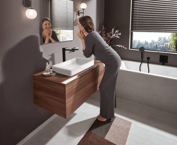 HANSGROHE VIVENIS umývadlová stojanková batéria, EcoSmart, matná čierna 75042670 Obrázek - fotka