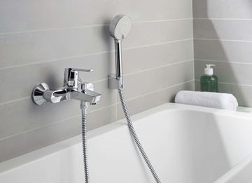 HANSA BASICJET sprchová súprava 3-dielna, ručná sprcha pr. 95 mm, 3 prúdy, hadica, držiak, Eco, chróm 44680133 Obrázek - fotka