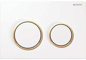 GEBERIT OMEGA 20 ovládacie tlačidlo pre dve splachovania, plast, biela/zlatá
