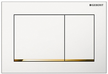 GEBERIT OMEGA 20 SQUARE ovládacie tlačidlo pre dve splachovania, plast, biela/zlatá