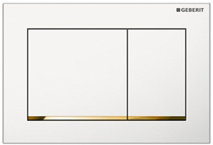 GEBERIT OMEGA 20 ovládacie tlačidlo pre dve splachovania, plast, biela/zlatá