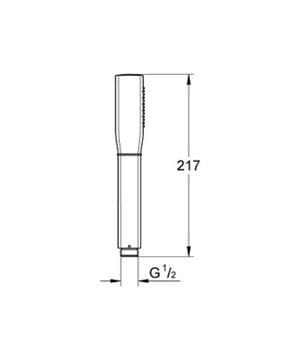 GROHE GRANDERA STICK ručná sprcha 217 mm, Water Saving, chróm/zlatá 26037IG0 Technický nákres