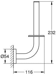 GROHE ESSENTIALS držiak toaletného papiera, nástenný, chróm 40385001 Technický nákres