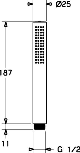 HANSA STILO ručná sprcha 187 mm, chróm 54390100 Technický nákres