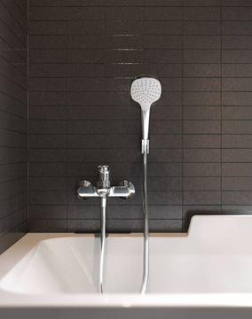 HANSGROHE CROMA SELECT E 1JET sprchová súprava 3-dielna, ručná sprcha 110x110 mm, hadica, držiak, biela/chróm 26412400 Obrázek - fotka