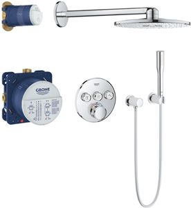 GROHE GROHTHERM SMARTCONTROL sprchový set s podomietkovou termostatickou batériou, horná sprcha, ručná sprcha, hadica, držiak, chróm
