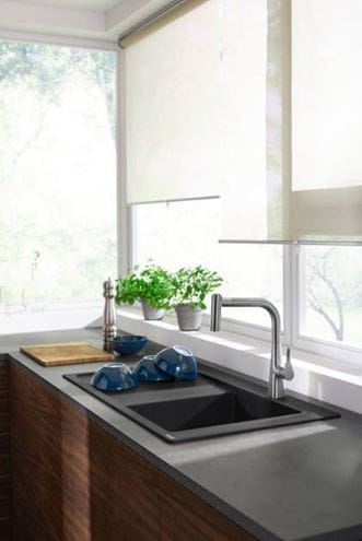 HANSGROHE METRIS M71 drezová batéria, s vyťahovacou sprškou, sBox, nerez 73800800 Obrázek - fotka