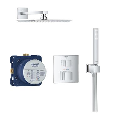 GROHE GROHTHERM CUBE sprchový set s podomietkovou termostatickou batériou, horná sprcha, ručná sprcha, hadica, držiak, chróm 34741000 Obrázek - fotka