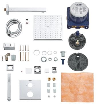GROHE GROHTHERM CUBE sprchový set s podomietkovou termostatickou batériou, horná sprcha, ručná sprcha, hadica, držiak, chróm 34741000 Obrázek - fotka