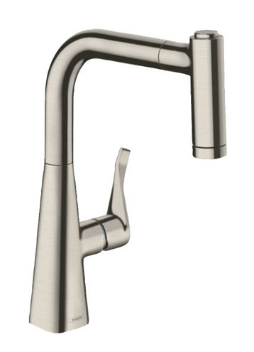 HANSGROHE METRIS M71 drezová batéria, s vyťahovacou sprškou, sBox, nerez 73801800 Obrázek - Hlavní obrázek