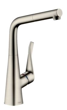 HANSGROHE METRIS M71 drezová batéria, s vyťahovacou koncovkou, sBox, nerez