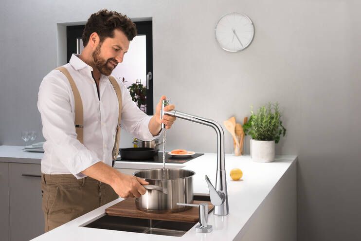 HANSGROHE METRIS SELECT M71 drezová batéria, s vyťahovacou sprškou, sBox, chróm 73816000 Obrázek - fotka