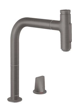 HANSGROHE METRIS SELECT M71 drezová batéria, s vyťahovacou sprškou, sBox, kartáčovaný čierny chróm