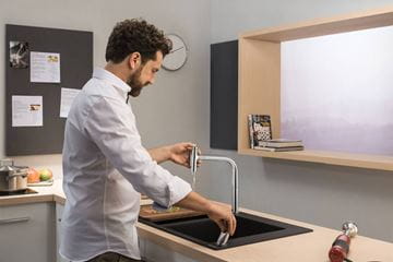 HANSGROHE METRIS SELECT M71 drezová batéria, s vyťahovacou sprškou, sBox, kartáčovaný čierny chróm 73818340 Obrázek - fotka