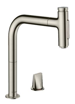 HANSGROHE METRIS SELECT M71 drezová batéria, s vyťahovacou sprškou, sBox, nerez
