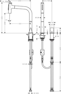 HANSGROHE METRIS SELECT M71 drezová batéria, s vyťahovacou sprškou, chróm 73819000 Technický nákres