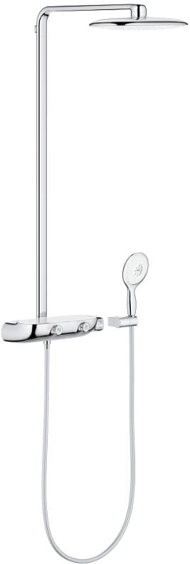 GROHE RAINSHOWER SYSTEM SMARTCONTROL MONO 360 sprchový set s termostatickou batériou, horná sprcha, ručná sprcha so 4 prúdmi, tyč, hadica, mesačná biela/chróm