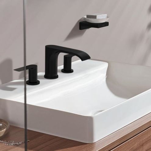 HANSGROHE VIVENIS umývadlová stojanková batéria 3-otvorová, s odtokovou súpravou, EcoSmart, matná čierna 75033670 Obrázek - fotka