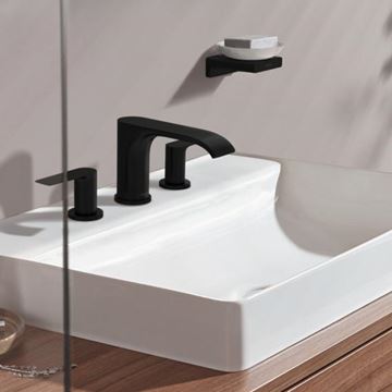 HANSGROHE VIVENIS umývadlová stojanková batéria 3-otvorová, s odtokovou súpravou, EcoSmart, matná čierna 75033670 Obrázek - fotka