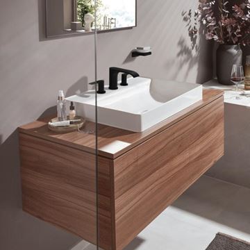 HANSGROHE VIVENIS umývadlová stojanková batéria 3-otvorová, s odtokovou súpravou, EcoSmart, matná čierna 75033670 Obrázek - fotka