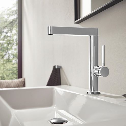 HANSGROHE FINORIS umývadlová stojanková batéria, s odtokovou súpravou a otočným výtokom, EcoSmart, chróm 76060000 Obrázek - fotka