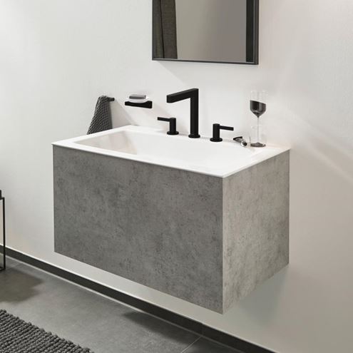 HANSGROHE FINORIS umývadlová stojanková batéria 3-otvorová, s odtokovou súpravou, EcoSmart, matná čierna 76034670 Obrázek - fotka