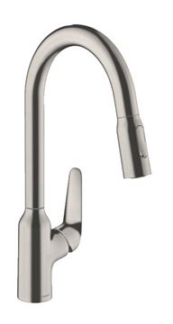 HANSGROHE FOCUS M42 drezová batéria, s vyťahovacou sprškou, nerez