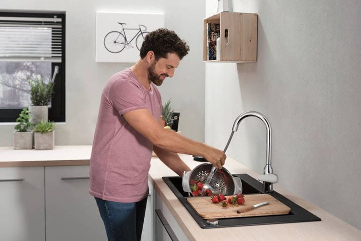 HANSGROHE FOCUS M42 drezová batéria, s vyťahovacou sprškou, nerez 71800800 Obrázek - fotka