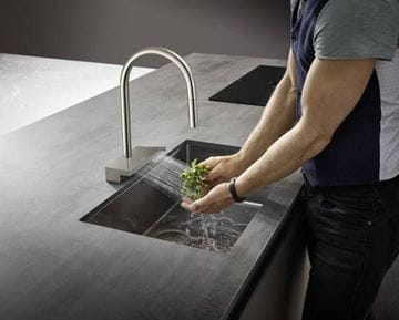 HANSGROHE AQUNO SELECT M81 drezová batéria, s vyťahovacou sprškou a plochým sprchovacím prúdom, nerez 73837800 Obrázek - fotka