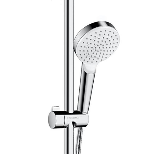 HANSGROHE CROMETTA 1JET sprchová súprava 3-dielna, ručná sprcha pr. 100 mm, tyč, hadica, EcoSmart, biela/chróm 26535400 Obrázek - fotka