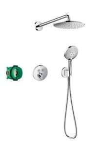 HANSGROHE RAINDANCE SELECT S sprchový set s termostatickou podomietkovou batériou, horná sprcha, ručná sprcha s 3 prúdmi, hadica, držiak, chróm